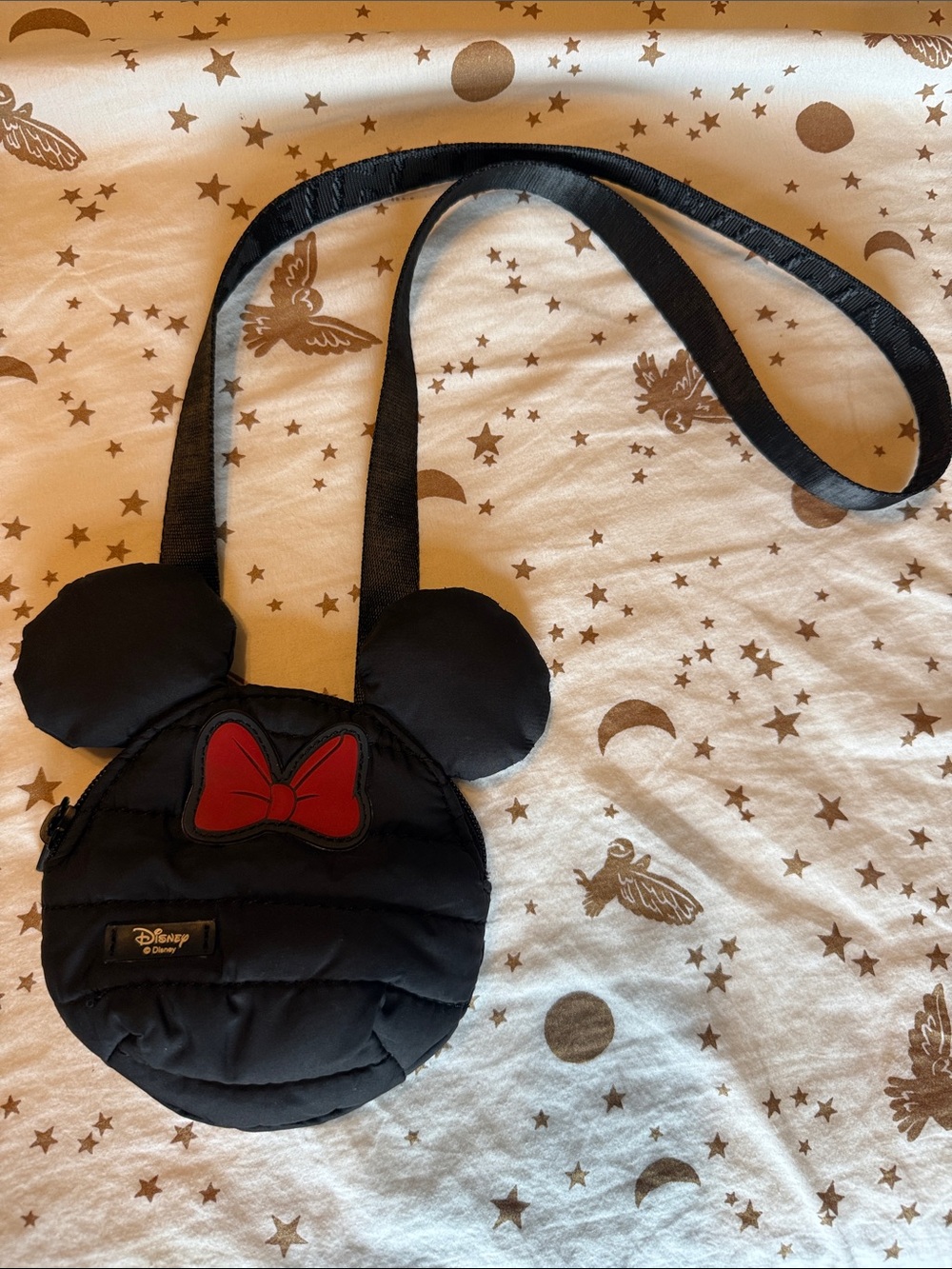 Zara Black Kids Ear-Shaped Crossbody Bag with Red Bow Accent
